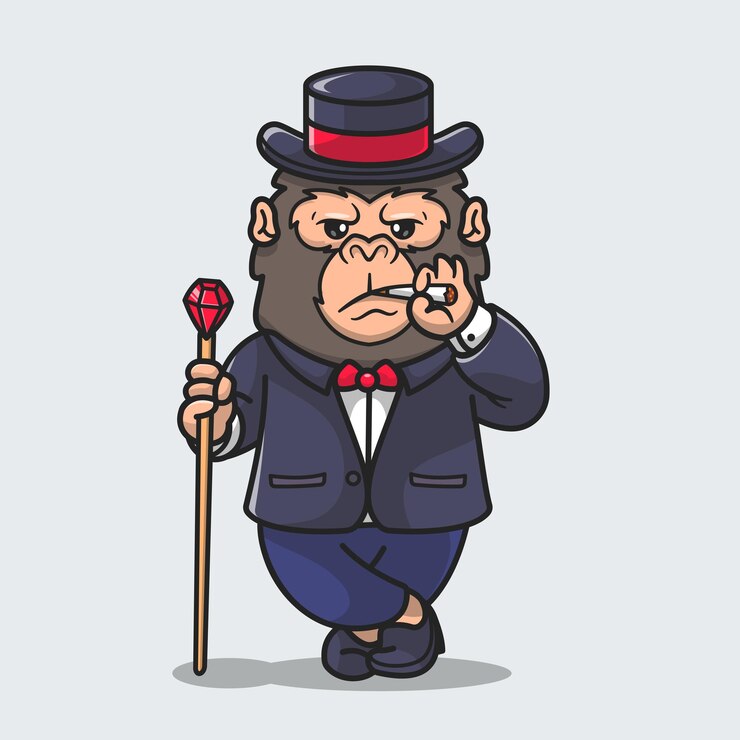 Vector Gratis cute business gorilla wearing coat with cigarette cartoon vector icon illustration. animal business