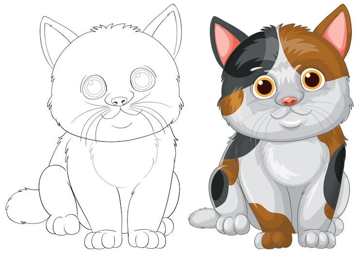 Vector Gratis cute calico cat illustration