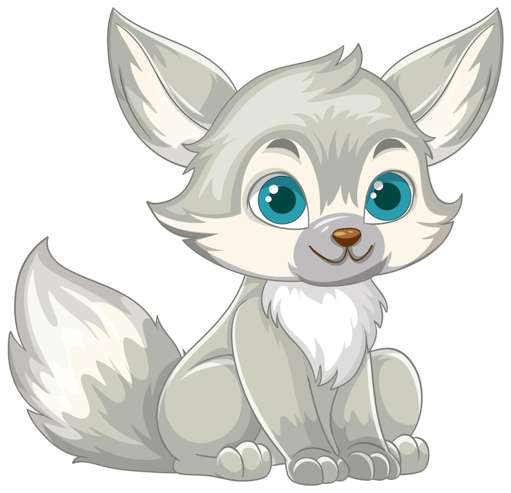 Vector Gratis cute cartoon fennec fox with big blue eyes