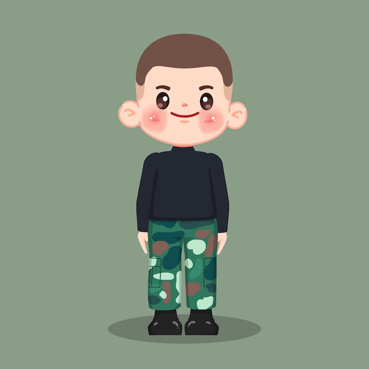 Vector Gratis cute cartoon man in thai army soldier navy and military uniform character vector premium