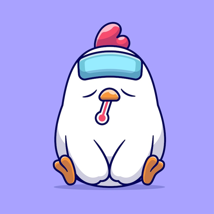 Vector Gratis cute chicken fever cartoon vector icon illustration animal medical icon isolated flat vector