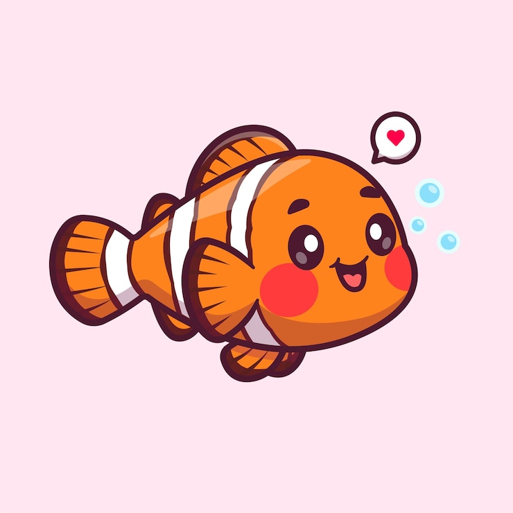 Vector Gratis cute clownfish swimming cartoon vector icon illustration animal nature icon isolated flat vector