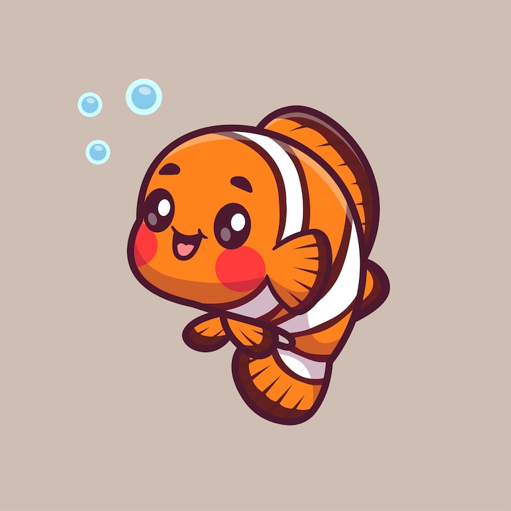 Vector Gratis cute clownfish swimming cartoon vector icon illustration animal nature icon isolated flat vector