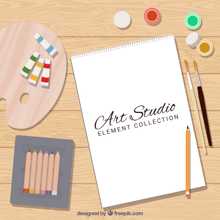 Vector Gratis cute flat collection of art materials