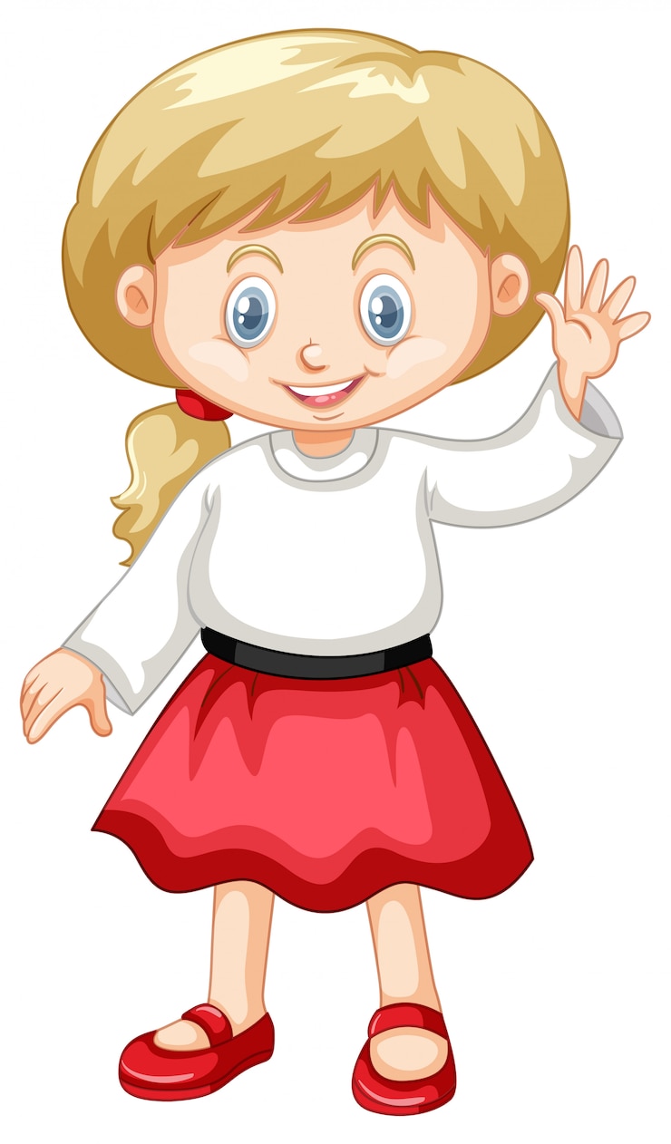Vector Gratis cute girl wearing white shirt and red skirt