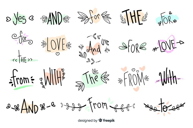 Vector Gratis cute hand drawn wedding catchword collection