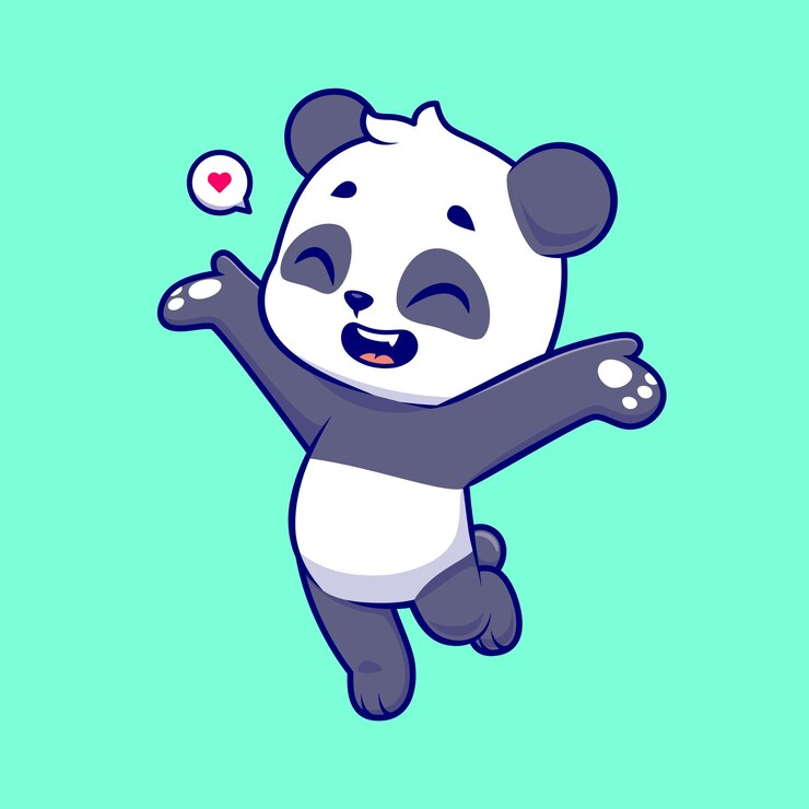 Vector Gratis cute happy panda cartoon vector icon illustration animal nature icon concept isolated premium flat
