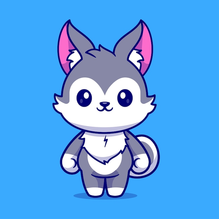Vector Gratis cute husky dog standing cartoon vector icon illustration animal nature icon isolated flat vector