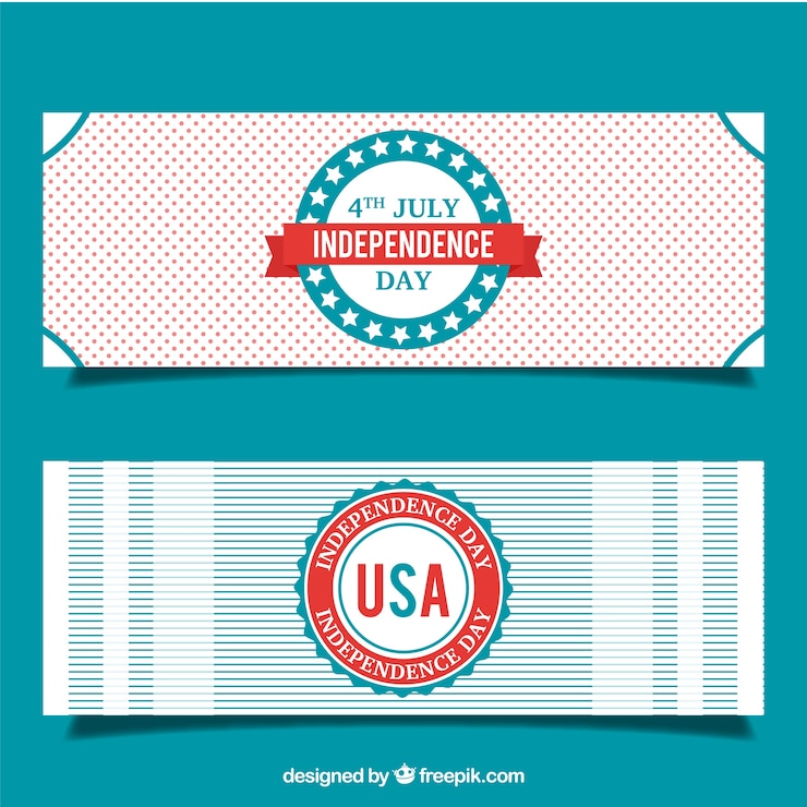 Vector Gratis cute independence day banners set