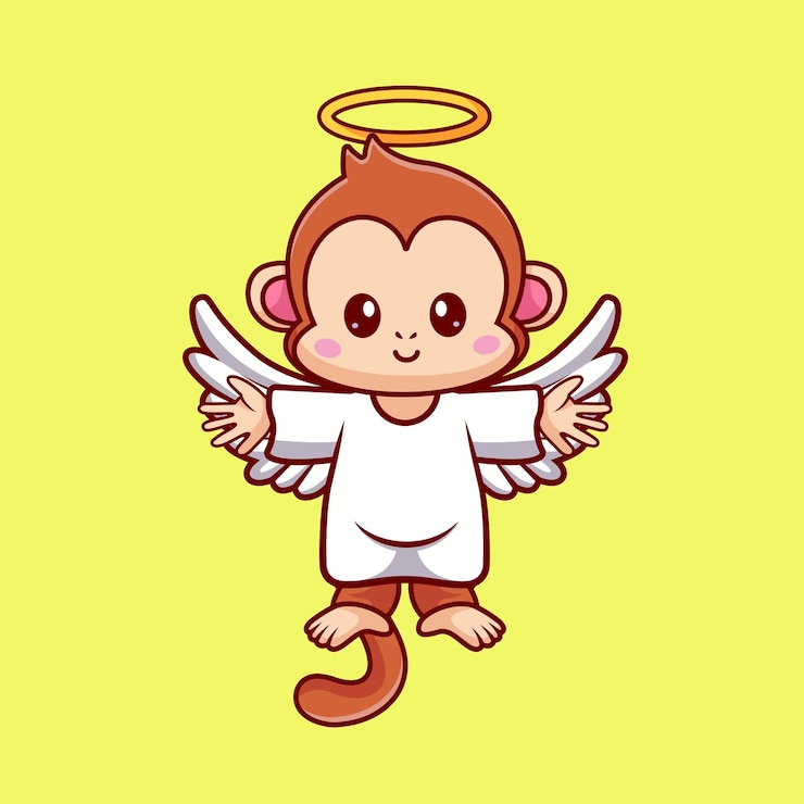 Vector Gratis cute monkey angel flying cartoon vector icon illustration animal holiday icon concept isolated flat