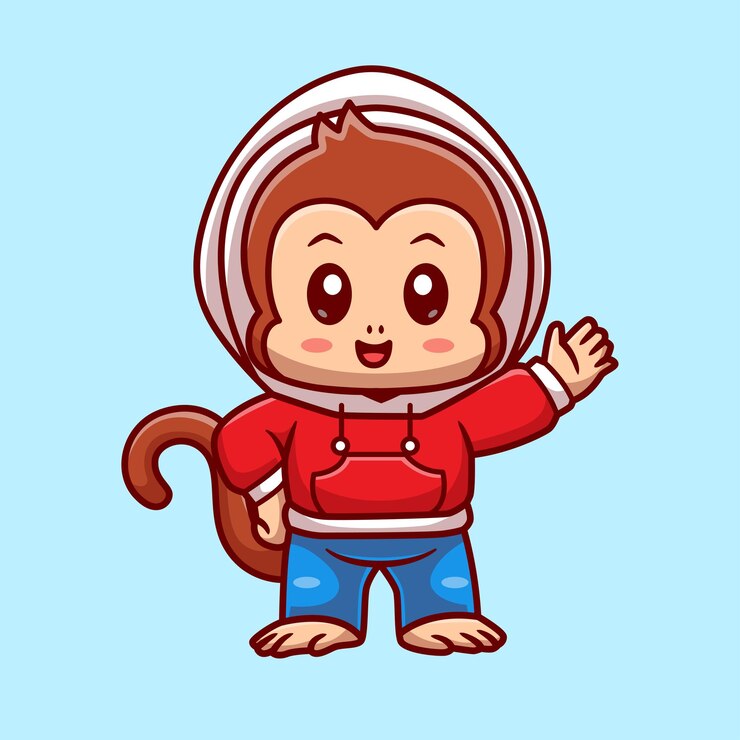 Vector Gratis cute monkey wearing hoodie jacket cartoon vector icon illustration animal fashion icon concept isol