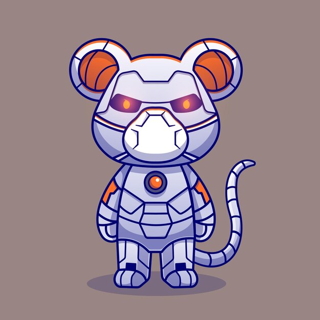 Cute Mouse Robot Cyborg Cartoon Vector Icon Illustration.Animal Technology Icon Concept Isolated