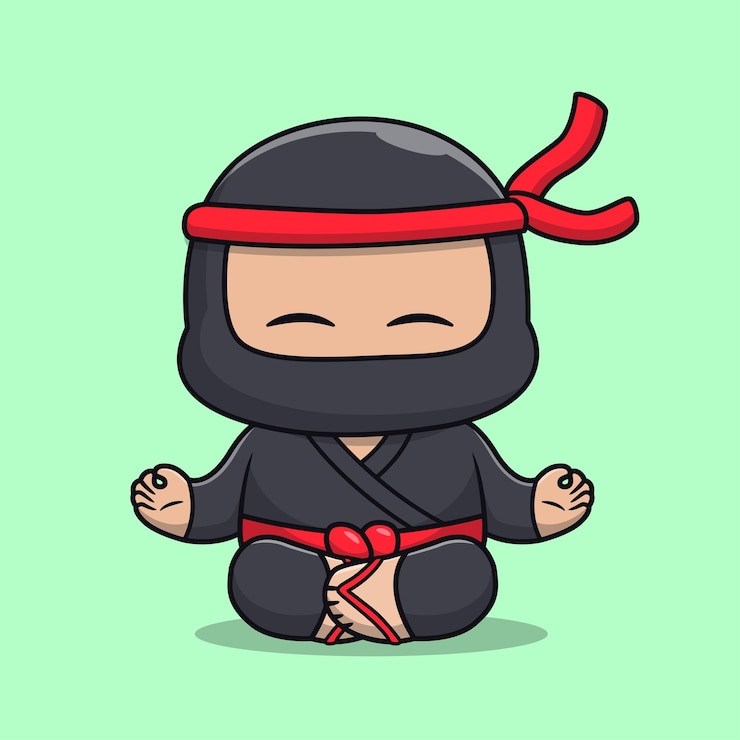 Vector Gratis cute ninja meditation yoga cartoon vector icon illustration people holiday icon concept isolated