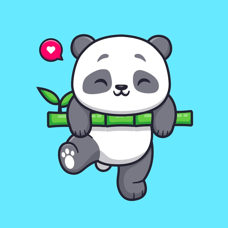 Vector Gratis cute panda hanging on bamboo cartoon vector icon illustration. animal nature icon concept isolated
