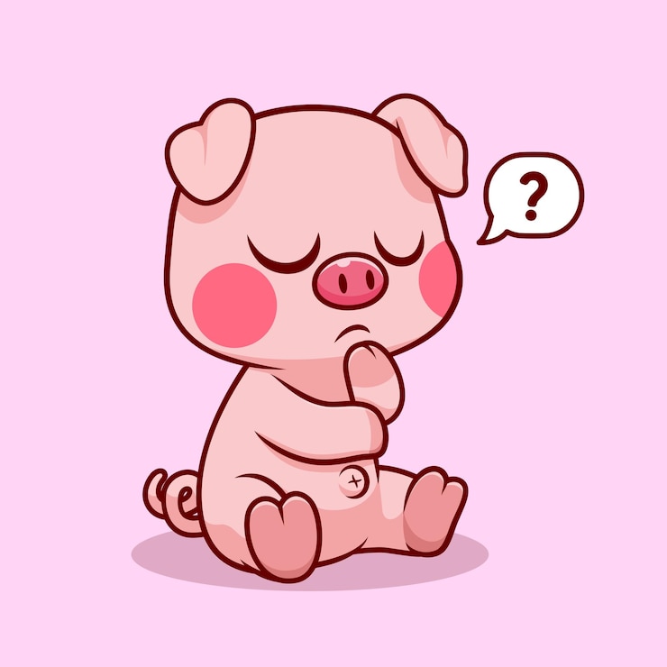 Vector Gratis cute pig thinking cartoon vector icon illustration animal nature icon concept isolated premium flat