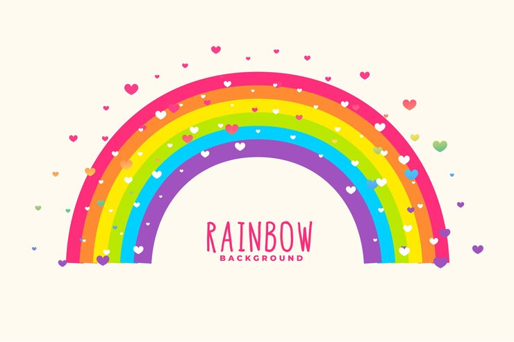 Vector Gratis cute rainbow background with hearts background