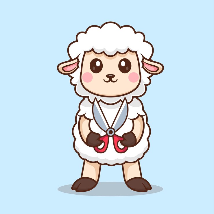 Vector Gratis cute sheep holding scissors cartoon vector icon illustration animal tool icon isolated flat vector