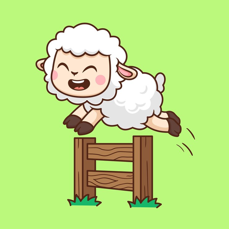 Vector Gratis cute sheep jumping fence cartoon vector icon illustration animal nature icon isolated flat vector
