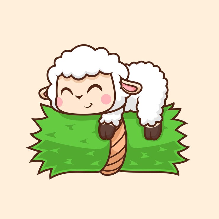 Vector Gratis cute sheep sleeping on grass cartoon vector icon illustration animal nature icon isolated flat