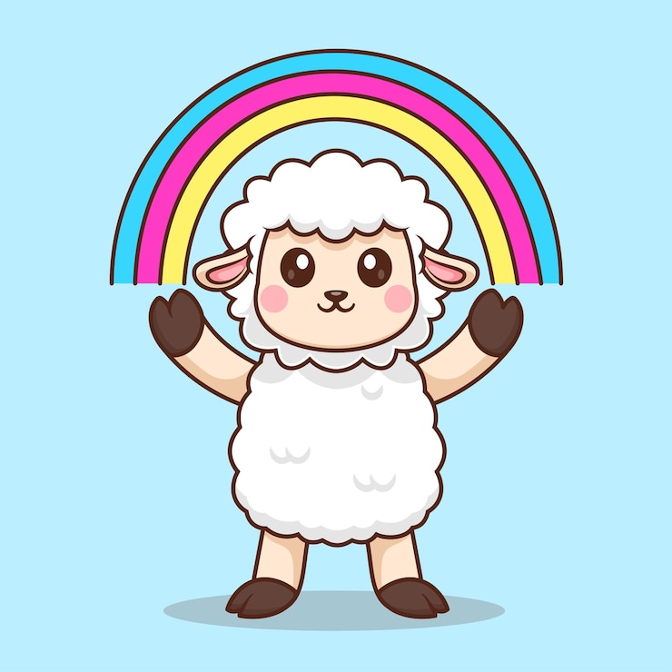 Vector Gratis cute sheep with rainbow cartoon vector icon illustration animal holiday icon isolated flat vector