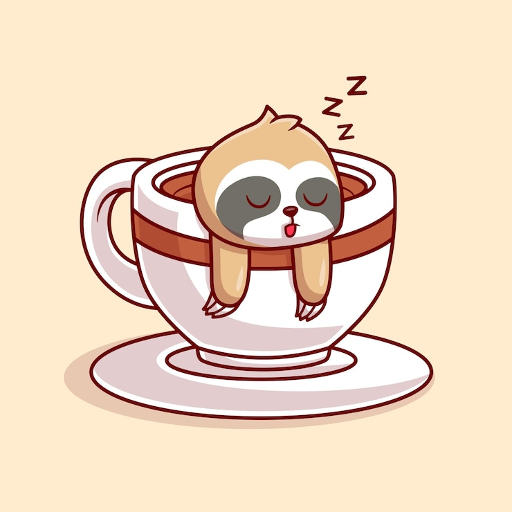 Vector Gratis cute sloth sleeping in coffee cup cartoon vector icon illustration. animal drink icon isolated flat