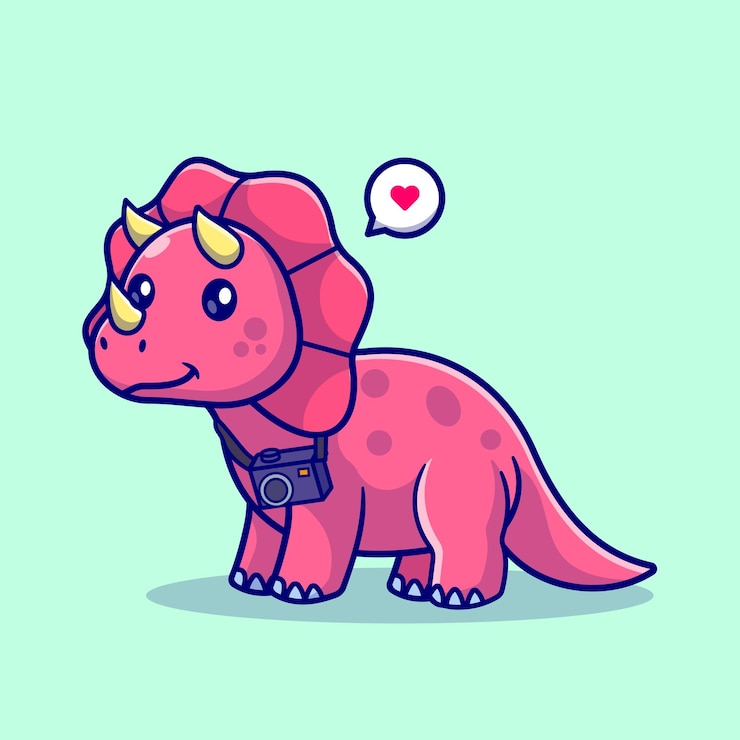 Vector Gratis cute triceratops dino with camera cartoon vector icon illustration. animal technology isolated flat