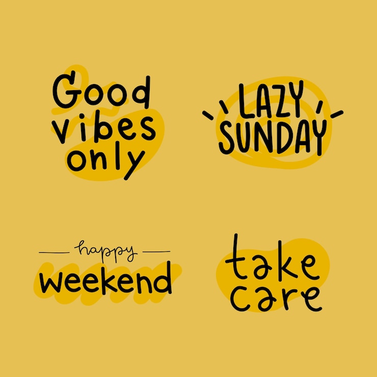 Vector Gratis cute typography on a yellow background set