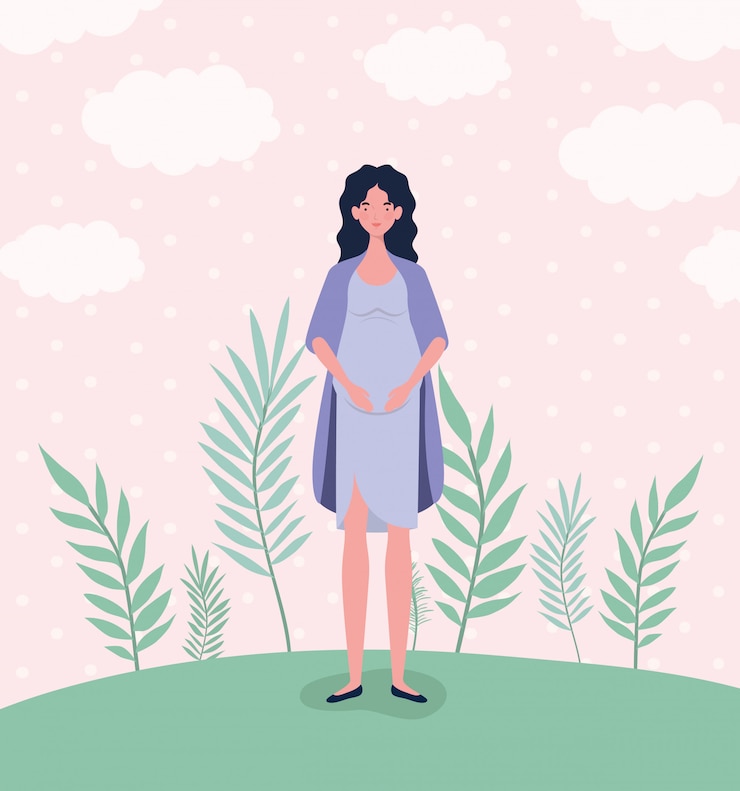 Vector Gratis cute woman pregnancy in the landscape