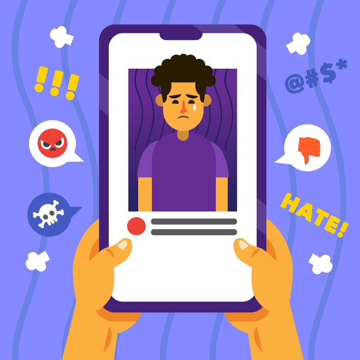 Vector Gratis cyber bullying mobile phone interface