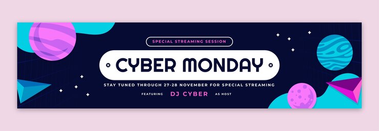 Vector Gratis cyber monday sales twitch banner template