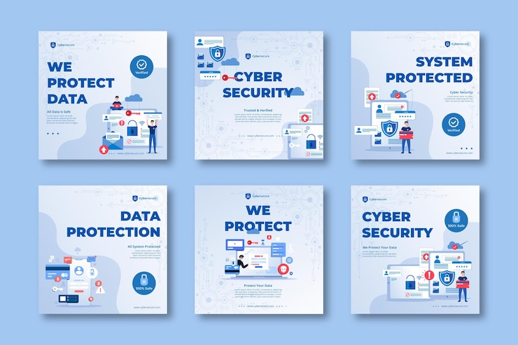 Vector Gratis cyber security instagram posts