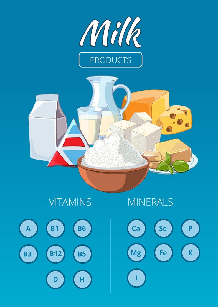 Vector Gratis dairy products vector infographics. food milk fresh, nutrition drink and cheese illustration