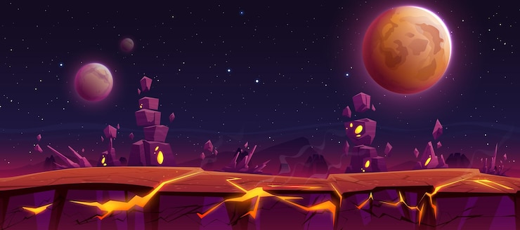 Vector Gratis dangerous alien planet surface with rocky surface