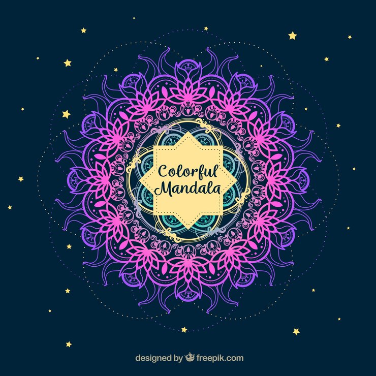 Vector Gratis dark blue background with colorful mandala