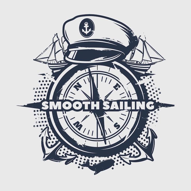 Vector Gratis dark nautical print dotted and stylish with smooth sailing descriptions in the center