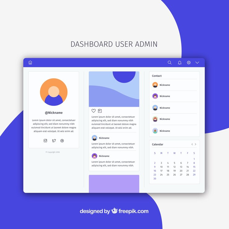 Vector Gratis dashboard admin panel with flat design