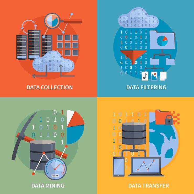 Vector Gratis data processing 2x2 concept