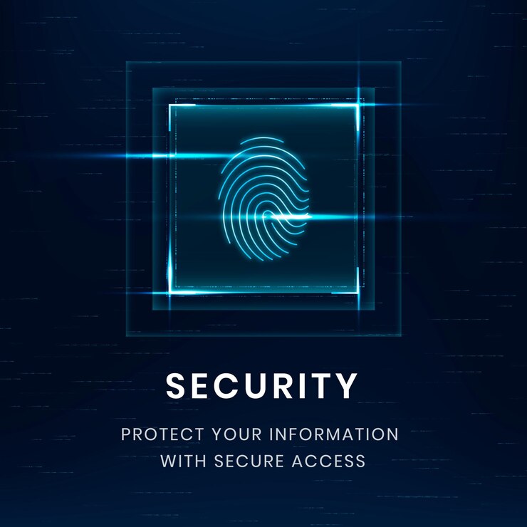 Vector Gratis data security technology template psd with fingerprint scan