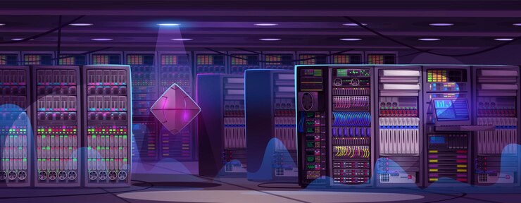 Vector Gratis data server center and cloud storage room interior