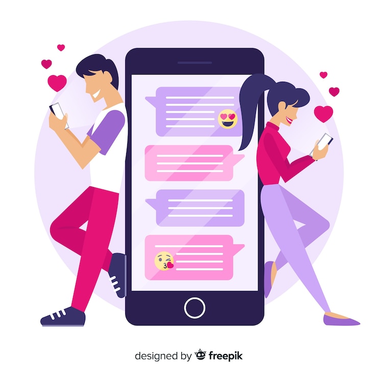 Vector Gratis dating app concept with chat