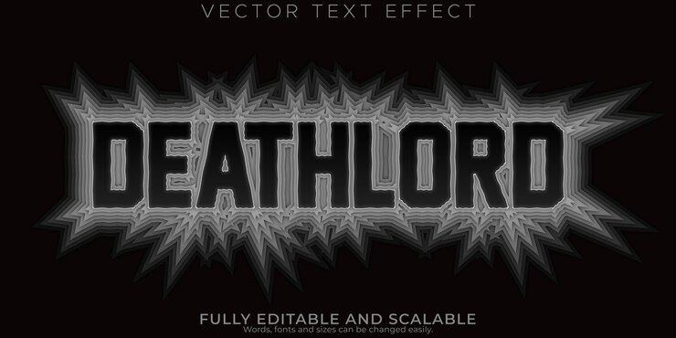 Vector Gratis deathlord text effect editable gothic and heavy meta text style