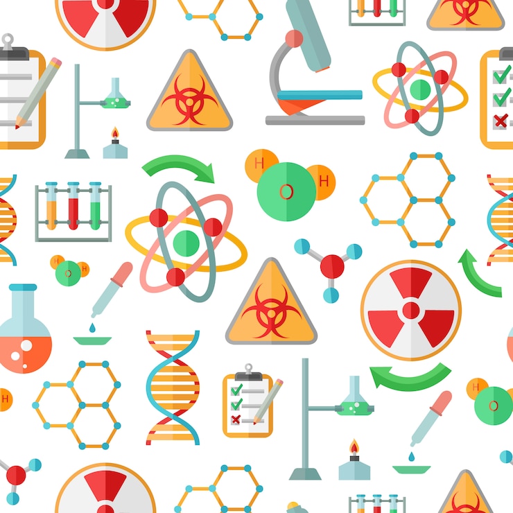 Vector Gratis decorative abstract chemistry  dna research symbols