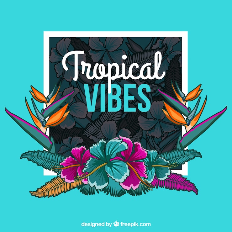 Vector Gratis decorative background of hand drawn tropical flowers 