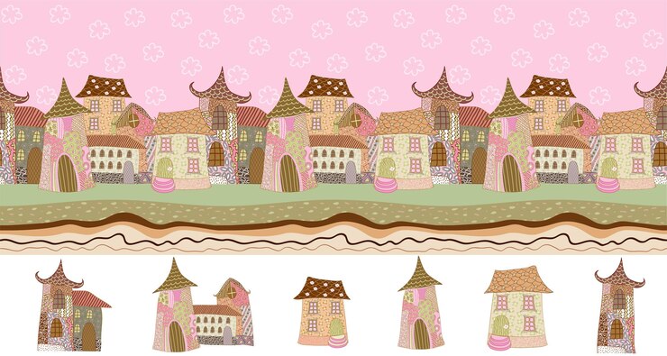 Vector Gratis decorative city. seamless background for computer game
