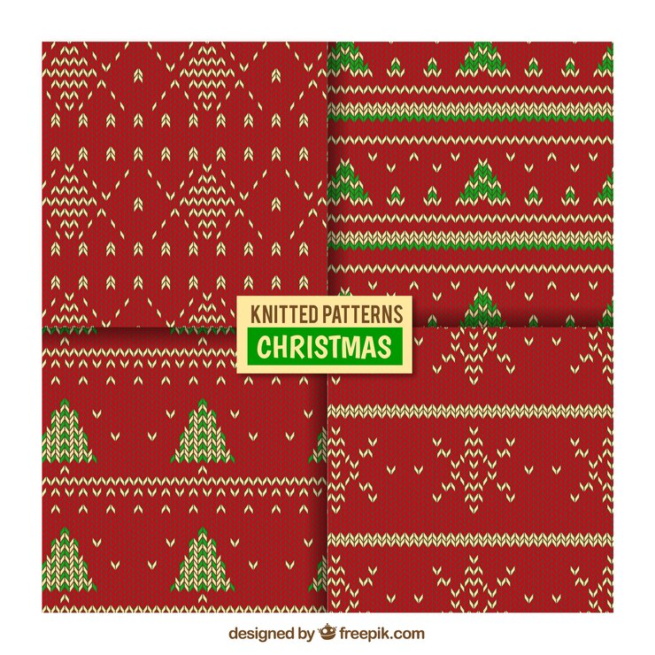 Vector Gratis decorative knitted christmas patterns