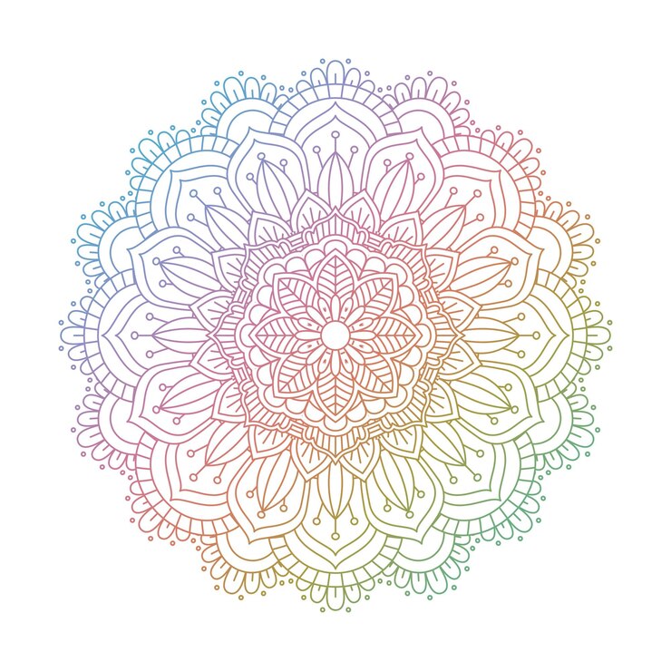 Vector Gratis decorative mandala design in rainbow colours