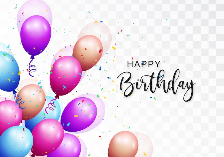 Vector Gratis decorative multicolored balloons happy birthday card on transparent background