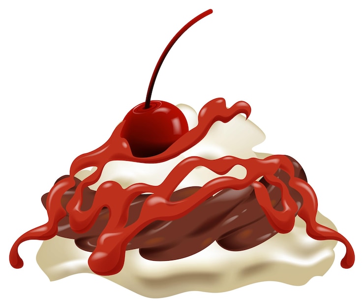 Vector Gratis delicious cherry topped chocolate sundae