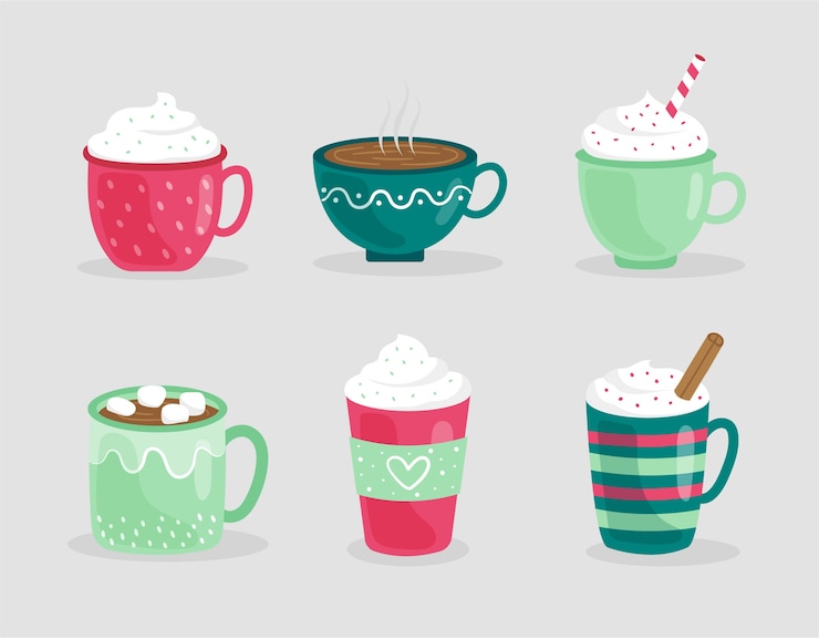 Vector Gratis delicious christmas drinks collection