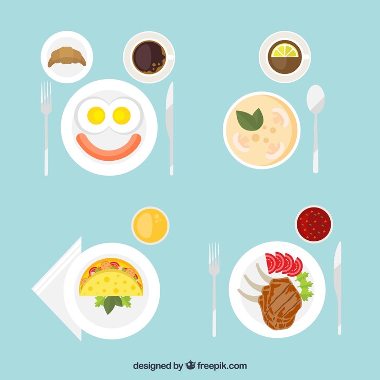Vector Gratis delicious dishes in top view